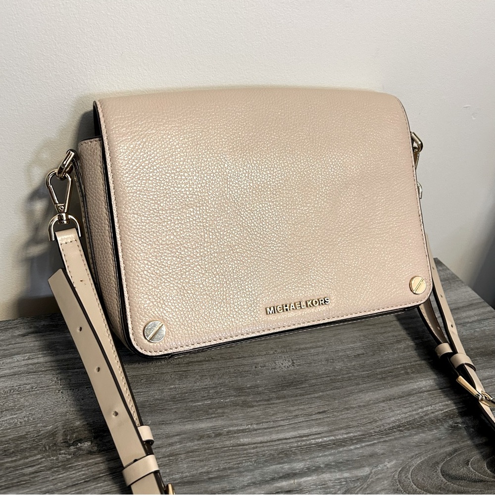 MICHAEL Michael Kors Pink and Cream Crossbody Bag with Silver Hardware